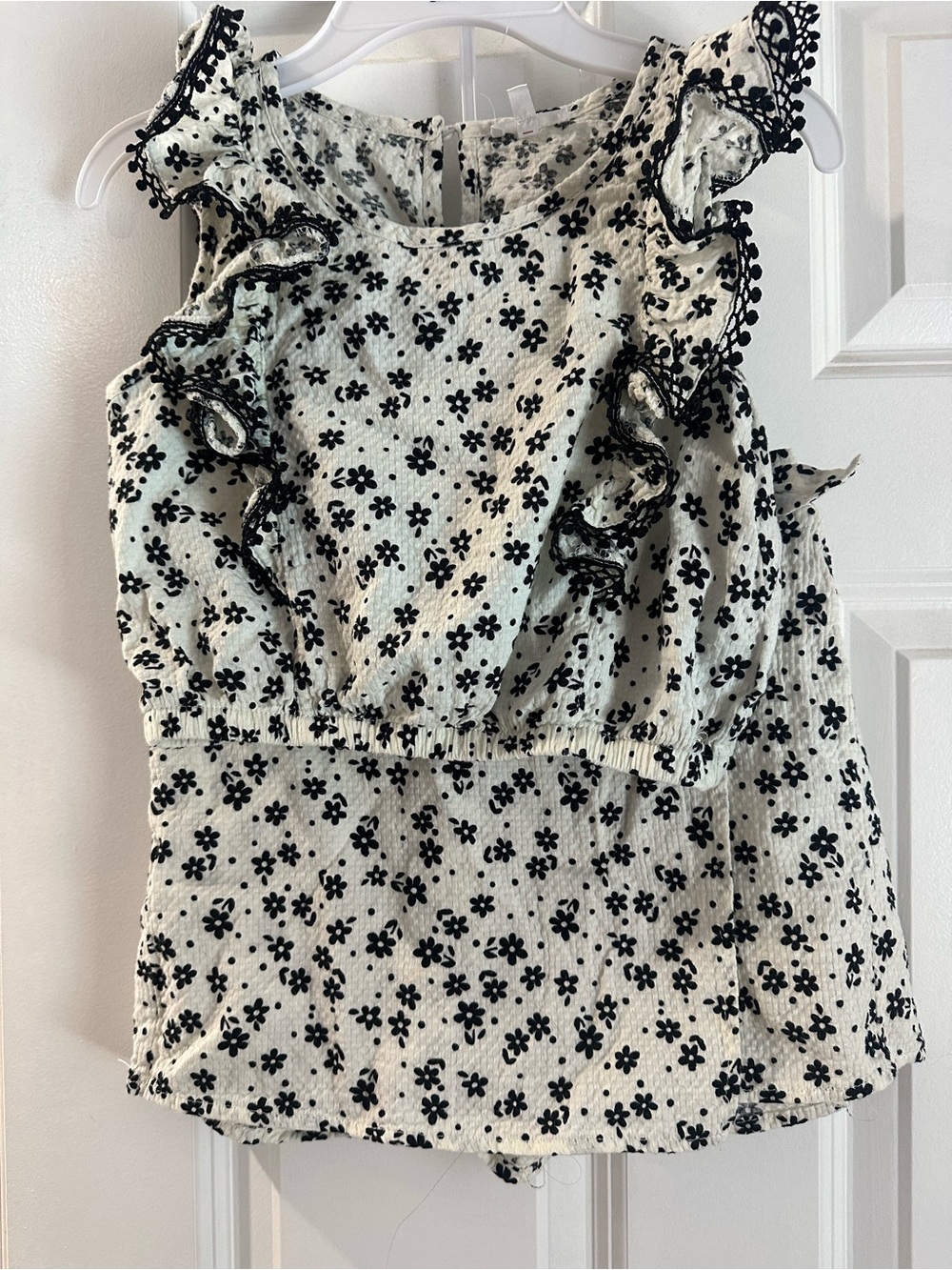 Ivory Floral Ruffle Tank Top